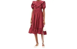 Batsheva May Dress In Burgundy Moire