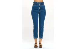 Chocolate Usa Paperbag Smocked Waist Buttonfly Jeans In Denim