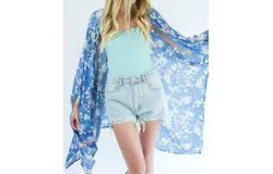 Entro Morning Stroll Floral Kimono In Blue