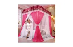 Bed canopy decorative mosquito net for bedroom in princess style Ushaped bed canopy with metal rail and double mesh fabric Style 1 2x2.2x2.1m