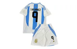 Kids 2024 Copa America Argentina Jersey 9 Alvarez 10 Messi 11 Di Maria 21 Ocampos 22 Martinez Soccer Jersey Suit