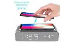 Thermometer Wireless charge Multifunctional desktop time clock mirror LED digital display wireless