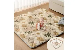 Baby Play Mats for Floor&comma; 59x59 Playpen Mat&comma; Thicken Cushioning Padding Foam Playmate for Baby and Toddlers Infants&comma; Non-Slip & Machine Washable Tummy Time Mat&comma; Earth Tones Design