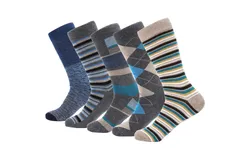 Mio Marino Men&apos;s Groovy Designer Dress Socks 5 Pack-Dappled Iron-9-11