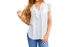 Jodifl Keep Me Posted Ruffle Detail Blouse In Ivory