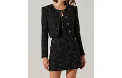 Astr Milena Cropped Tweed Jacket In Black