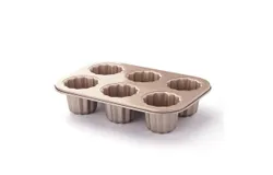Golden 6-cup non-stick cake mousse mold baking tray baking mold &lpar;size&colon; 26&period;5x 11&period;8x 5&period;5cm&rpar;