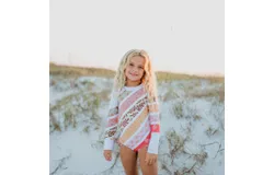 Oopsie Daisy Kids Zip Rash Guard One Piece Swimsuit Spf 50 In Boho Stripe Rainbow