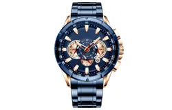 Curren&sol;Karien 8363 Men's Watch Quartz Steel Band Men's Watch Sports Calendar Watch Foreign Trade Watch Roseshellblue