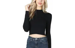 Nikibiki Mock Neck Crop Top In Black