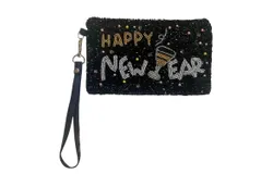 Sophia Collection Women&apos;s Happy New Year Beaded Wristlet In Black