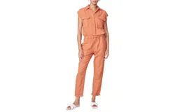 Monrow Cotton Twill Jumpsuit In Faded Rust