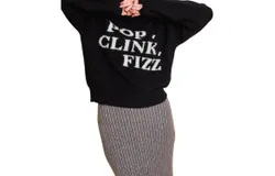 Le Lis Pop Clink Fizz Pull Over Sweater In Black