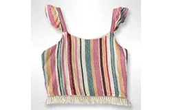 For All Seasons Girl Stripe Crop Top In Multi