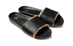 Beek Women&apos;s Gallito Shearling Slide Sandal In Black&sol;black