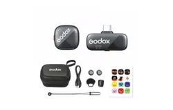 Godox Cube-SC Kit1 One-Trigger-One 2&period;4G Wireless Microphone System Magnetic Mini Microphones Dual-mode Noise Reduction 300M Transmission REC Control Built-in Battery Replacement for iPhone 16&sol;15