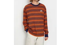 Nike Sb Long Sleeve Striped T-Shirt In Navy Orange