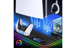 For PS5 Controller Charger Station Dock&plus;PS5 Vertical Cooling Fan Stand RGB Light &lpar;Refurbished&rpar;