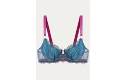 Dora Larsen Maria Half-Pad Balconette Bra In Teal&sol;pastel Blue&sol;rose Pink