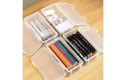 Large capacity pencil case &lpar;pencils not included&rpar;&comma; 4-pack&comma; clear&comma; solid color&comma; holds approximately 192 pencils