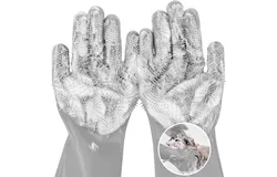 Pet Grooming Gloves&comma; Heat Resistant Cat Bathing Gloves with High-Density Teeth&comma; Silicone Dog Bathing Gloves with Enhanced Five Finger Design&comma; Bathing and Massaging for Dogs and Cats