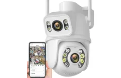 4K Dual Lens Security Camera 8 Megapixel PTZ WiFi Camera Outdoor Night Vision Dual Screen Body Detection 4 Megapixel Security Protection CCTV Surveillance IP Camera &lpar;US Plug&rpar;