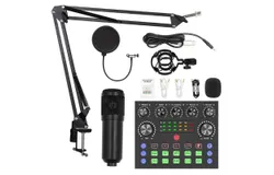 ALPOWL Podcast Equipment Bundle&comma; Audio Interface with Voice Changer and BM800 Condenser Microphone&comma; Audio Mixer Perfect for Recording&comma; Broadcasting&comma; Live Streaming&comma; YouTube&comma; TikTok &lpar;BM800-V8S&rpar;Black