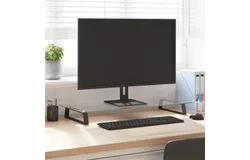 Monitor Stand Black 31&period;5"x13&period;8"x3&period;1" Tempered Glass and Metal