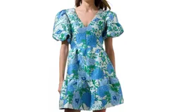 Golden Willa Floral Mini Dress In Blue