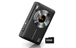 Digital Camera, FHD 1080P Camera, Digital Point and Shoot Camera with 16X Zoom Anti Shake, Compact Small Camera for Boys Girls Kids --black