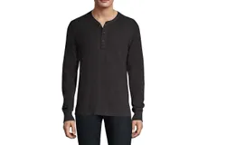 Rag & Bone Men&apos;s Long Sleeve Classic Henley&comma; Jet Black Tee