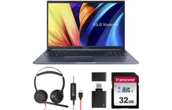 ASUS VivoBook 15&period;6" Laptop Intel Core i7 Processor 8GB Memory 512GB SSD F1502ZA-SB71 Blue &plus; Poly Blackwire 5220 Stereo Wired Headset&comma; Dual Ear Computer Headset &plus; 32GB Transcend SDHC Memory Card CLASS 10 &plus; Memory Card Reader