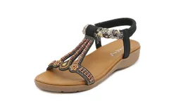 Women&apos;s summer sandals&comma; flat bottom beach fashion floral flip flops