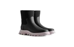 Hunter Women&apos;s City Explorer Short Boot In Black&sol;tempered Mauve