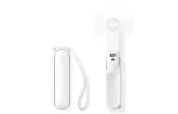 JISULIFE Handheld Mini Fan&comma; 2000mAh&comma;3 IN 1 Hand Fan&comma; USB Rechargeable Small Pocket Fan &lbrack;12-19 Working Hours&rsqb; with Power Bank&comma; Flashlight&comma; Portable Fan for Travel&sol;Summer&sol;Concerts&sol;Lash&comma; Gifts for Women&lpar;White&rpar;