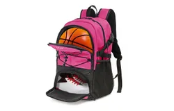 Soccer Bag-Soccer Backpack&Backpack for&Football Volleyball& Basketball&comma;with Ball Compartment and Training Package  17&period;7"&ast;12&period;6" 32L Pink