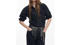 Desigual Sparkle Denim Shirt In Black