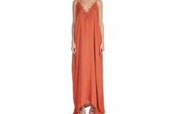 Elan Slip On Maxi Dress In Brick