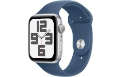 Apple Watch SE 2nd Generation &lpar;GPS&rpar; 44mm Aluminum Case with Denim Sport Band - S&sol;M - Silver - &lpar;2024&rpar;