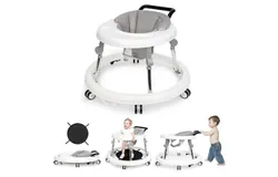 Baby Walker Foldable with 9 Adjustable Heights&comma; Baby Walkers and Activity Center for Boys Girls Babies 7-18 Months&comma; Baby Walker and Bouncer Combo with Wheels Portable Anti-Rollover