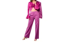 Peekskill Top&comma; Blazer And Pants 3 Piece Suit Set In Fuschia