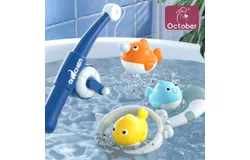 Children&apos;s fishing rod toy baby magnetic suction simulation fishing rod pool children puzzle male and female children 1 to 3 years old Five-piece swimming set 【 Three small glowing fish &plus; Fishing rod &plus; fishing net 】