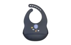Kushies Soft Silicone Waterproof Bib with catch all pocket&comma; Navy Blue