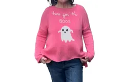 Wooden Ships Here For The Boos Crew Sweater In Pink