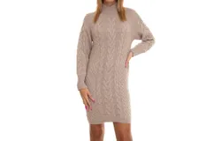 Suncoo Chona Camel Knit Mini Dress In Taupe