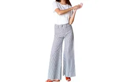 Emerson Fry Tulip Wide Leg Pants In Black &plus; Natural Stripe