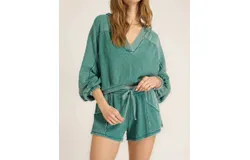 Project Social T Dante Seamed Burnout Thermal Hoodie In Pacific Teal