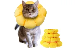KUDES Cat Small Dog Recovery Collar&comma; Cute Sunflower Neck Cone After Surgery&comma; Adjustable Pet E Collar-XS&lpar;Between 2-6 lbs&rpar;