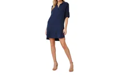 Bella Dahl A-Line Rolled Tab Sleeve Dress In Endless Sea