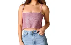 Buddylove Girly Girl Rhinestone Crop Top In Pink